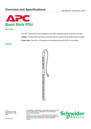 Image of Basic Rack PDU AP7557 - Overview and Specifications