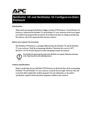 Image of NetShelter VX Enclosures CTO (Manual Addendum)