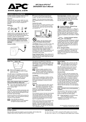 Image of Back-UPS 280/420/650 (NAM) Installation and Operation