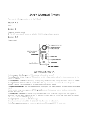 Image of Smart-UPS Tower 2200 VA, 3000 VA, 230 V (Manual Addendum)