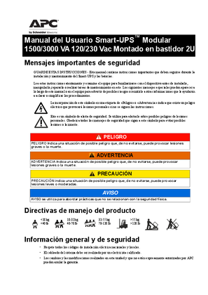 Imagen de Manual del Usuario Smart-UPS ™ Modular - 1500/3000 VA 120/230 Vac Montado en bastidor 2U
