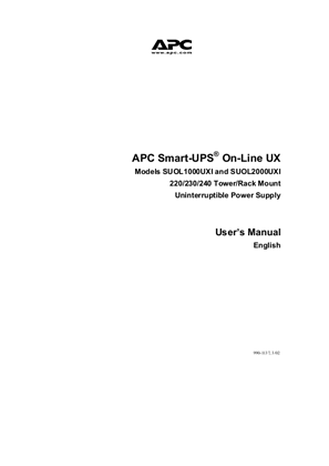 Image of Smart-UPS On-Line UX 1000 VA, 2000 VA (Manual)