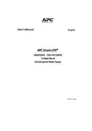 的映像 Smart-UPS 1 U, 100 V, 120 V, 230 V, 750/1000 V (Manual)