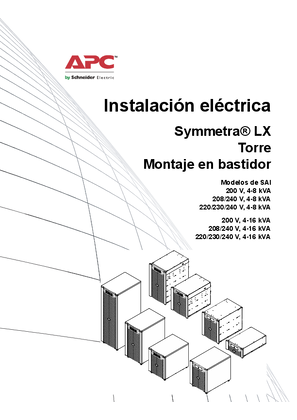 Imagen de Electrical Install Symmetra LX 220/230/240 Vac TWR/RM