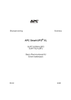 External Battery Pack SURT192RMXLBP2 6U/ SURT192XLBP2J 6U