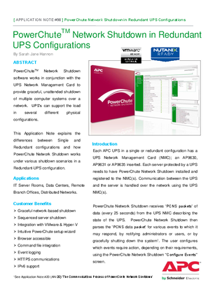 Image of Using PowerChute Network Shutdown in a Redundant-UPS Configuration