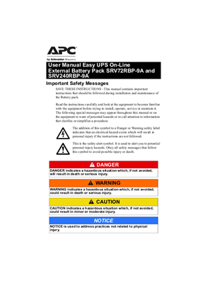 Image of APC Easy UPS Battery Pack SRV72/240RBP-9A User Guide