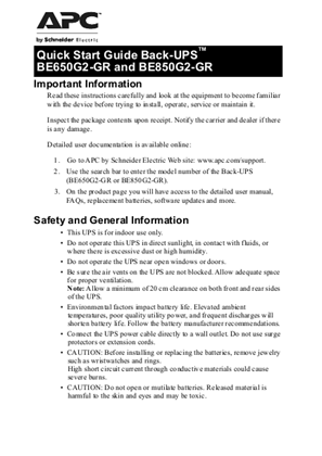 Image of Back-UPS BE650G2-GR/BE850G2-GR