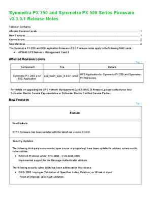 Slika linije Symmetra PX 250 and Symmetra PX 500 Series Release Notes