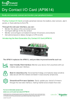 イメージ Dry Contact I/O Card (AP9614) Brochure
