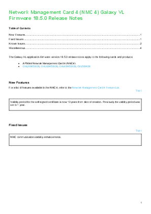 Image of Network Management Card 4 Galaxy VL Firmware Release Notes