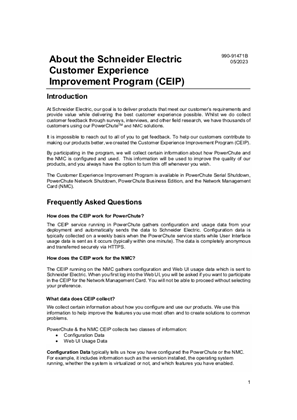 Image of Schneider Electric Customer Experience Improvement Program (CEIP) FAQs