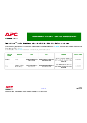 Image of PowerChute Serial Shutdown v1.3 - MD5/SHA-1/SHA-256 Reference Guide