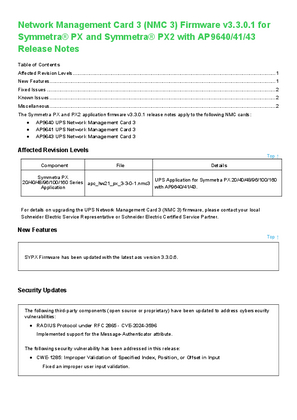 Imagine a Network Management Card 3 (NMC 3) Firmware v3.3.0.1 for Symmetra® PX and Symmetra® PX2 with AP9640/41/43 Release Notes