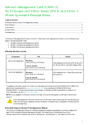 Image of Network Management Card 3 (NMC 3) for Firmware v3.3.0.8 for Smart-UPS & v3.3.0.8 for 1-Phase Symmetra Release Notes