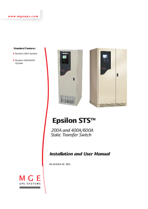 MGE Epsilon STS Installation and User Manual