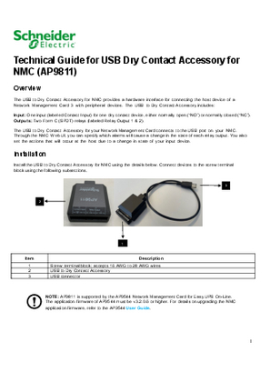 Kuva kohteesta Technical Guide for USB Dry Contact Accessory for NMC (AP9811)