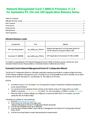 Image of Network Management Card 2 (NMC2) Firmware v7.2.0 for Symmetra PX 250 and 500 Application Release Notes