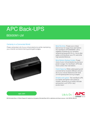 Image of APC Back-UPS BE600M1-LM Graphic Ad