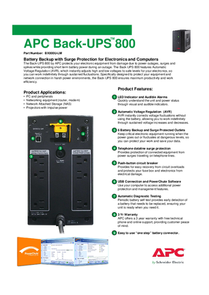Imagen de Back-UPS BX800U-LM Specification Sheet