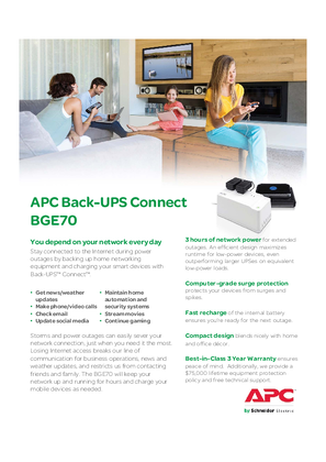 Image of Back-UPS Connect BGE70 Specification Sheet