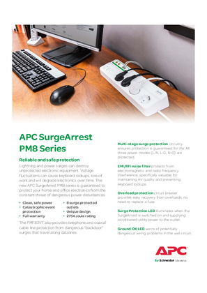 Image of SurgeArrest PM8 Series Specification Sheet