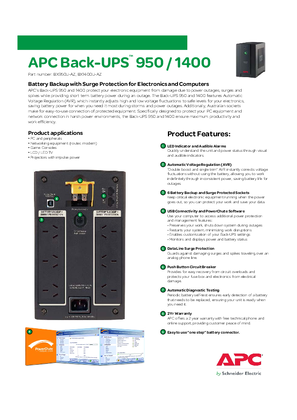 Gambar dari Back-UPS BX950U-AZ, BX1400U-AZ Specification Sheet