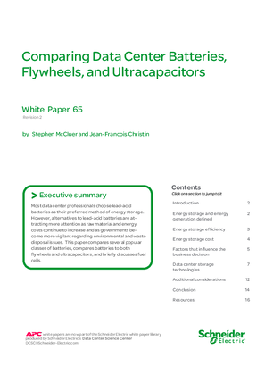Comparing Data Center Batteries, Flywheels, and Ultracapacitors