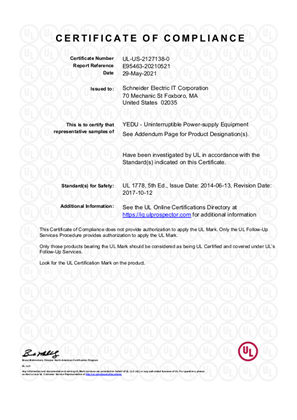 Image of UL CERTIFICATE