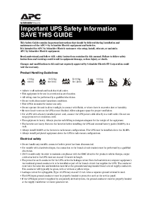 的映像 APC UPS by Schneider Electric - Safety Guide