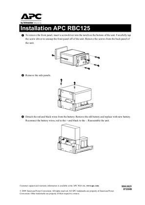 Image of APCRBC125 Battery Replacement Instructions