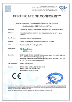 Image of CE EMC certificate BXS 750 950 MI