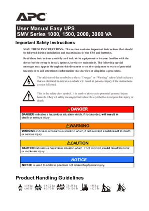 Imagen de User Manual Easy UPS SMV Series 1000, 1500, 2000, 3000 VA