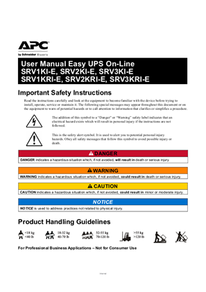Image of User Manual Easy UPS On-Line SRV1KI-E, SRV2KI-E, SRV3KI-E SRV1KRI-E, SRV2KRI-E, SRV3KRI-E