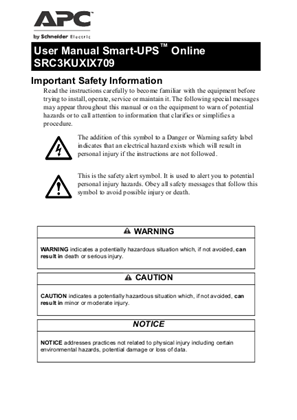 Smart-UPS On-Line SRC3KUXIX709 User guide | Schneider Electric