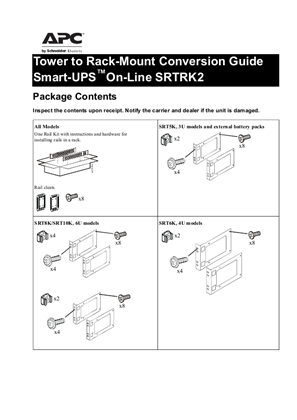 Obraz Tower to Rack-Mount Conversion Guide Smart-UPS On-Line Rack SRTRK2