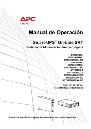 Smart-UPS en línea SRT2200/SRT3000 montaje en torre/bastidor 2U