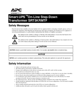 Image of Installation Guide Smart-UPS On-Line Step-Down Transformer SRT5KRMTF