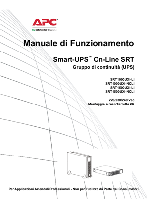Immagine di Manuale di funzionamento Smart-UPS On-Line SRT Gruppo di continuità (UPS) SRT1000UXI-LI/SRT1000UXI-NCLI/SRT1500UXI-LI/SRT1500UXI-NCLI