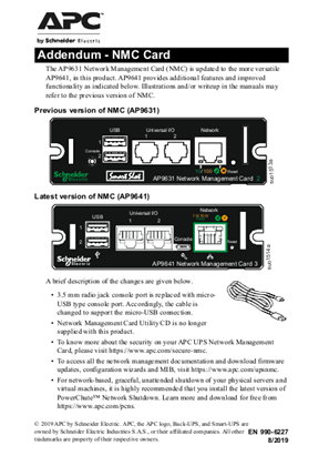 Imagen de MNL ADDENDUM - NMC CARD AP9641