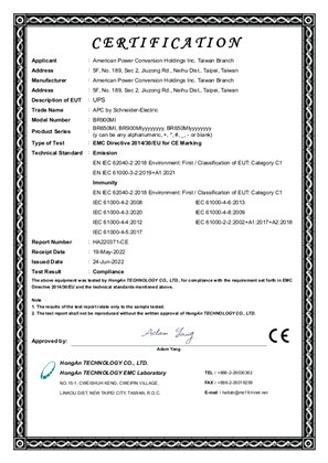 Obraz CE EMC per EN IEC 62040-2:2018