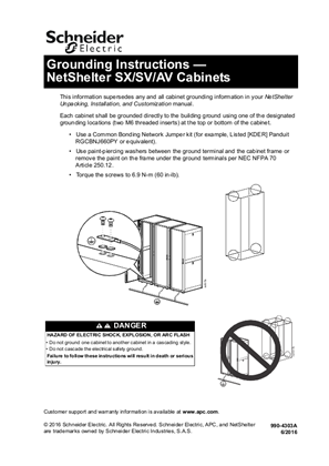 Image of Grounding Instructions - for NetShelter SX/SV/AV Cabinets