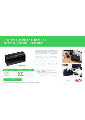 Image of Back-UPS BE425M-BE600M1-BE850M2 Generation Comparison