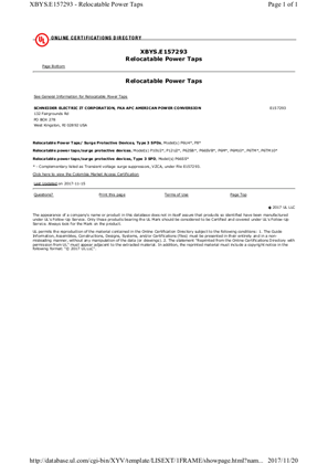 Imagen de cULus certificate for APC Relocatable Power Taps