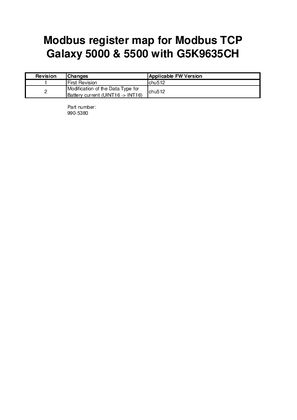 Image of Modbus Register Map for TCP IP- MGE Galaxy 5500