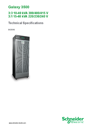 Image of Galaxy 3500 10-40 kVA 380/400/415 V Technical Specifications