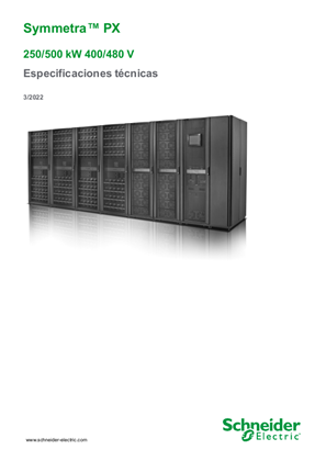 Imagen de Symmetra PX 250/500 kW 400/480 V Especificaciones técnicas