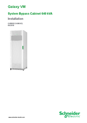 Image of Galaxy VM System Bypass Cabinet GVMSBC640KHEL Installation Manual