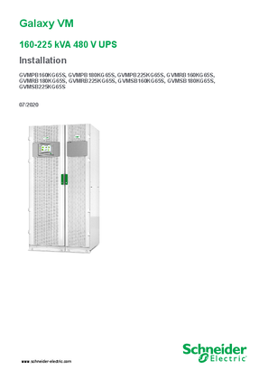 Imagen de Galaxy VM 160-225 kVA 480 V UPS (65 kAIC) Installation
