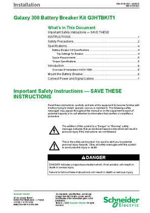 Image of Galaxy 300 60-80 kVA Battery Breaker Kit